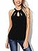 BLENCOT Women's Summer Sleeveless Halter Sexy Cut Out Keyhole Back Tank Tops -Black Medium