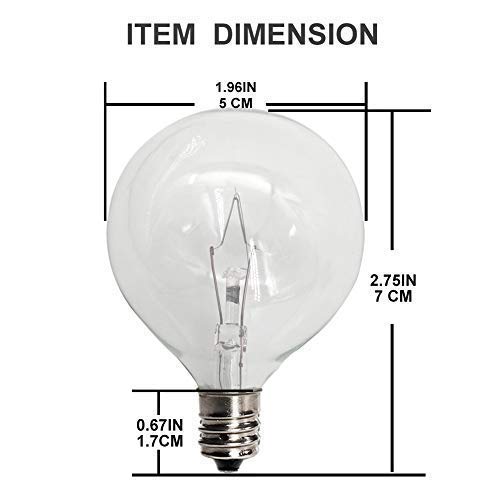 6 Pack Wax Warmer Bulbs,25 Watt Bulbs for Full Size Scentsy Warmers,G16.5 Globe E12 Incandescent Candelabra Base Clear Light Bulbs for Candle Wax Warmer,1.97 Inches,Long Last Lifespan