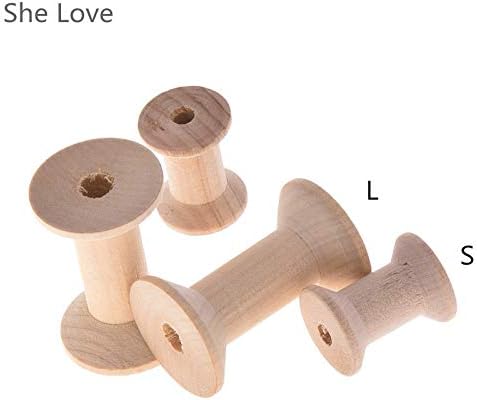 Zoomy Far She Love 5pcs Vintage Style Empty Wooden Bobbins Spools Reels for Sewing Ribbons Twine Crafts Wire Natural Color Needlework: L