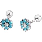 18G Tiny CZ Flower Ball Cartilage Stud Earrings 925 Sterling Silver for Women Girls Hypoallergenic for Sensitive Piercing Ear Cute Small Crystal Snowflake Studs Screw Back Tragus Post Dainty Jewelry