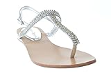 Kylie 08 Gladiator Rhinestone Thong Flat Sandals Silver