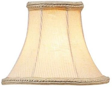 Livex Lighting S128 Chandelier Shade With Cream Pinstripe Bell Clip Shade With Fancy Trim by Livex