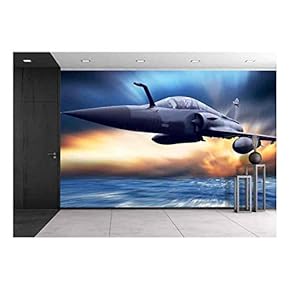 Military Airplan on The Speed - Removable Wall Mural | Self-Adhesive Large Wallpaper - 66x96 inches