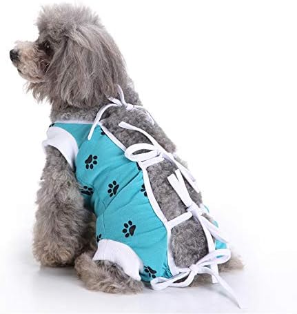 GRASSAIR After Surgery Wear Post Shirt Anxiety Dog Surgical Suit Wrap Body Pet Infection General Recovery Medical for Dogs,Blue,XS
