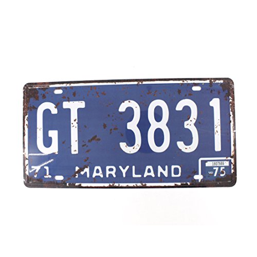 6x12 Inches Metal Tin Sign Plaque,Vintage Feel for Home,Bathroom and Bar Wall Decor Car Vehicle License Plate Souvenir (Maryland GT 3831)
