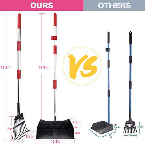 QiMH Upgraded Dog Pooper Scooper Extra Large, Adjustable Long Handle