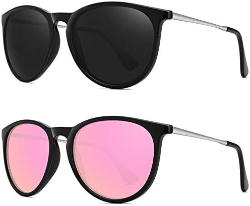 Wowsun polarized sunglasses for women vintage retro round mirrored lens Clearance