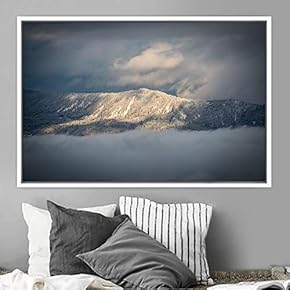 signwin Framed Canvas Wall Art Foggy Mountains Aerial...