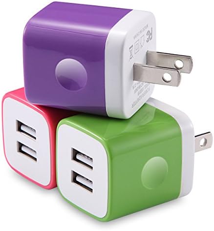 USB Wall Charger, WITPRO Smart IC 2.1A/5V 10.5W Dual USB Charging Plug Block Cube for iPhone X/8/7/6 Plus SE 5C/5/4S, Sony, Nokia, LG, HTC, Huawei, More (3-Pack)