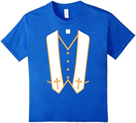 Kids Priest Costume Halloween Tee Shirt - Preacher Shirt 6 Royal Blue