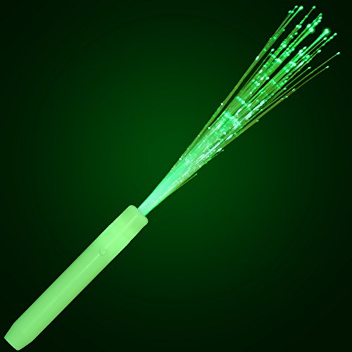 Green Light Up Fiber Optic Stick Wand (Set of 12)