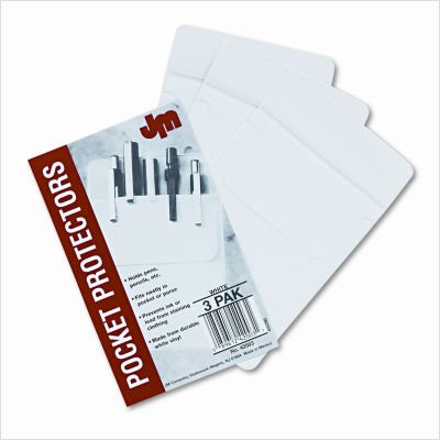 Oxford® Pocket Protectors, Grained White Vinyl, 3/pack