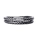 Live Allure Real Genuine Woven Leather Bracelet with Magnetic Clasp for Men and Women- Designed (Black)