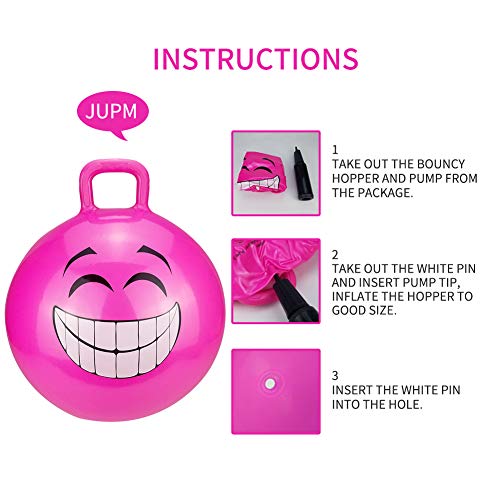 Space Hopper Ball, Jumping Ball, Hopping Ball, Hippity Hop Ball for Kids Ages 3-6, Bouncy Ball with Handles, Kangaroo Bouncer, Sit and Bounce, 18 Inches (Pump Included)