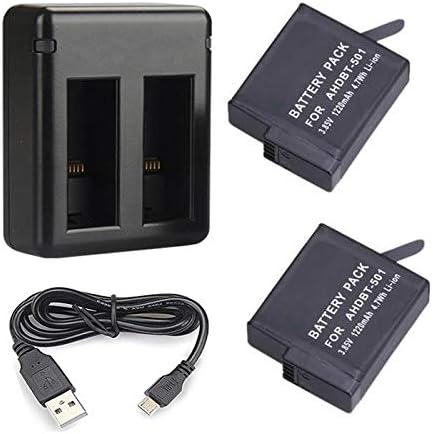 For Gopro Hero 5 Black Ahdbt 501 Camera Two Batteries And Usb Dual Battery Charger Price In Uae Amazon Uae Kanbkam