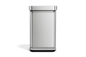 simplehuman 45 Liter / 12 Gallon Liter Rectangular Hands-Free Kitchen Step Trash Can with Soft-Close Lid, Brushed Stainless Steel with Plastic Lid