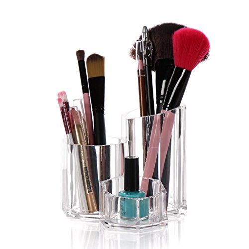 Cyacrylic 3 slot acrylic makeup brush holder and face brushes org…