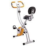 Ultrasport F-Bike 200B - Bicicleta estática con sensores de pulso de mano plegable, color blanco / naranja