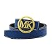 Maikun Belts for Men Women MK Letter Gold Buckle 38mm Blue Leather Adjustable Belt 120cm for Waist Size 36-38