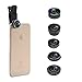5 in 1 Phone Camera Lens Kit, 2X Optical Zoom Telephoto Lens & 198° Fisheye Lens & 0.63x Wide Angle Lens & 15x Macro Lens & CPL Lens for iPhone 6/7/6s Plus/SE, Samsung S7/S6/Edge, LG, Moto, HTC & more