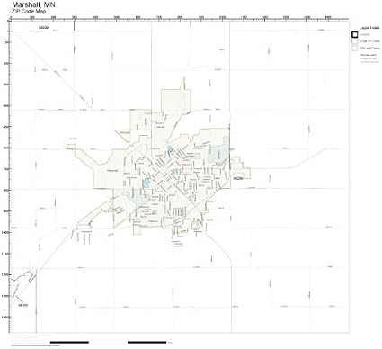 Amazon.com: ZIP Code Wall Map of Marshall, MN ZIP Code Map Not