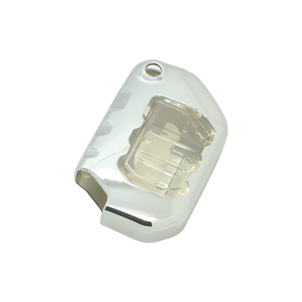 BROVACS Soft TPU Case Shell Cover Protector Holder Compatible with JEEP Wrangler JL JLU Gladiator JT Flip Remote Key Fob 2 3 4 Button SV9750 Silver