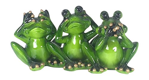 Sada novelty frogs see, hear and speak no evil figurine, 6" w