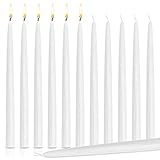 Higlow White Long Household Taper Candles 6.5 Long Burning Hours - Smokeless 8-inch Tall Burning Candles for Wedding, Holiday, Ceremonies and Home Decoration - Pack of 12 Dinner Dripless Candles