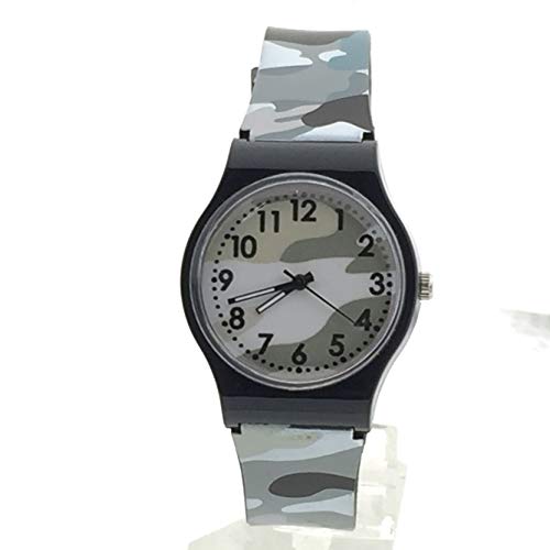 OWMEOT Multiple Alarms Reminder Sports Kids Wristwatch Waterproof Boys Girls Digital Watches Camo -Kids Watches Cute Cartoon Waterproof Fabric Strap Children Toddler Wrist Watch (Gray)