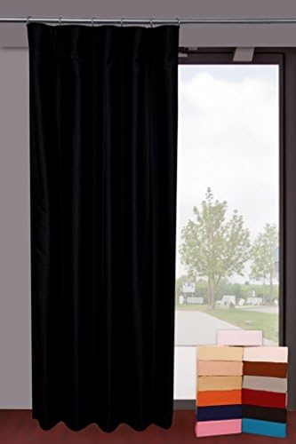 Dupioni Faux Silk Blackout Curtains from Zappy Cart with 100% Sunblock Lining, Each 51" (130 cm) Wide X 48" (122 cm) Long, Hook Top, Color - Black.