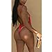 NE Norboe Strappy One Piece Backless Sexy Thong Bikini Swimsuits High Waist G String Bathing Suit for Women(Red, S)