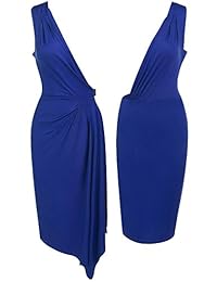 ANGVNS Vestido de túnica de cóctel plisado sin mangas con cuello en V para mujer con cinturón elástico lateral