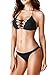 Cabreao Women's Bikini Set Criss Cross Bikini Swimsuits Sexy Strap Side Bottom Swimwear 2 Piece