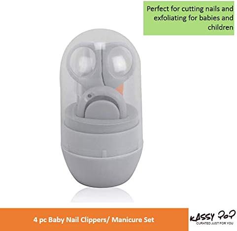 KASSY POP CURATED JUST FOR YOU 4 pcs Baby Grooming Nail Care Set with Nail Clipper & Scissors for Newborn (White)