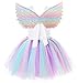 Cuteshower Girl Unicorn Costume, Baby Unicorn Tutu Dress Outfit Princess Party Costumes with Headband and Wings (7-8 Years, White)