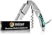 Hicoup Wine Opener - Professional Corkscrews for Wine Bottles w/Foil Cutter and Cap Remover - Manual Wine Key for Servers, Waiters, Bartenders and Home Use - Stainless Steel With Jade Resin Inlay