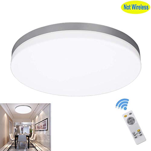 DLLT 24W Modern Dimmable Led Flushmount Ceiling Light Fixture with Remote-13 Inch Round Close to Ceiling Lights for Bedroom/Kitchen/Dining Room Lighting, Timing, 3000K-6000K 3 Light Color Changeable