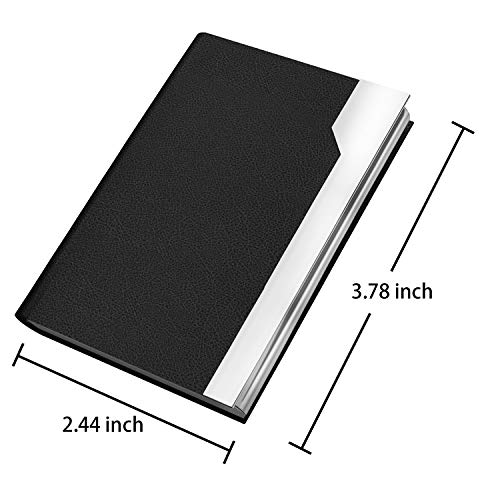 3 Pack Business Name Card Holder Professional Business Card Case, Leather Pocket Card Holder Wallet, Slim Metal Name Card Case for Men, Women