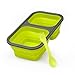 Collapsible Lunch Box- Silicone Kids Food Storage with Two Compartments and Utensil by D'Eco