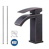 KES NSF Bathroom Waterfall Faucet Single Handle One Hole Lavatory Basin Vanity Sink Lead Free Brass cUPC Faucet Oil Rubbed Bronze, L3109ALF-ORB