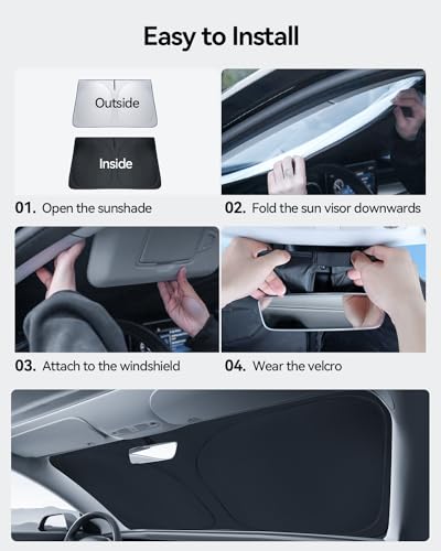 LANTU Windscreen Screen for Tesla Model 3/Y Folding Sun Shade with Storage Bag Blocks UV Rays Umbrella Model 3/Y 2018-2026 Highland Juniper Accessories