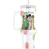 40oz Tumbler with Inspirational Quotes, African American Art, Handle, Straw & Twist-On Lid – Leak-Proof Insulated Drinkware for Black Women, Uplifting Gift - Sister Friends