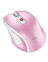VicTsing mm057 2.4 G portátil inalámbrico móvil mouse ratones ópticos con receptor USB, 5 niveles de DPI ajustable, 6 botones para portátil, PC, computadora portátil, computadora, MacBook, color rosa
