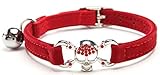 Red Skull Bling Cat Collar with Safety Belt and Bell 8-11 Inches