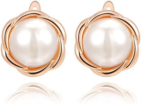Rose Gold Pattern Pearl Earrings