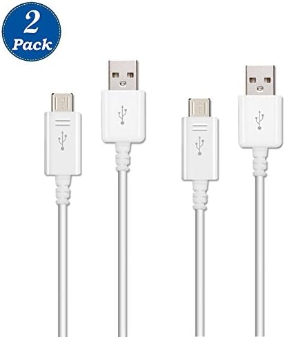 WOOO [2Pack] Micro USB Cable for Samsung High Speed USB Sync Charging Cables for S7,S5,S4,S3, Note, Android Tablet, Lenovo Tablet, Asus Tablet, HTC, Kindle Fire,LG,HTC, Motorola, Android (White)