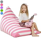 Aubliss Stuffed Animal Storage Bean Bag Chair - Plush Animal Toy Organizer for Kids, Girls and Children | Extra Large | 23 Inch Long YKK Zipper | Premium Cotton Canvas