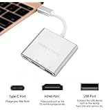 USB C Hub, BESTATIME Type-C Adapter to USB C/HDMI/USB3.0 Ports for MacBook Pro 2015/2016/2017 ChromeBook and More Type C Devices, Cypress Chip, Silver