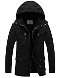 WenVen Men's Military Style Thicken Hooded Jacket