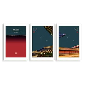 3 Panel Canvas Wall Art Chinese Traditional Palace Pictures Home Wall Decorations for Bedroom Living Room Paintings Canvas Prints Framed - 16"x24" x 3 Panels